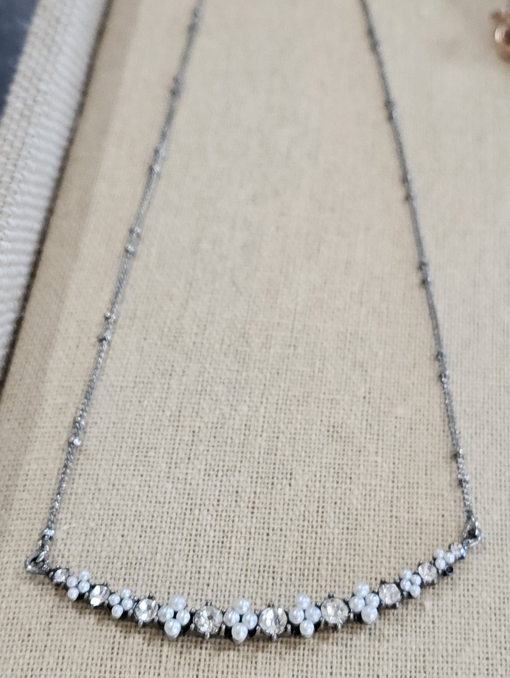 BNWOT Pearl Baguette Crescent Necklace